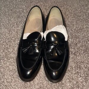 J. Crew Black Leather Biella Tassel Loafers, Sz. 10.5, Like New